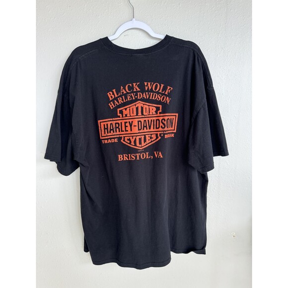 Harley Davidson Black Wolf T-shirt Bristol, Virginia Short Sleeve Motorcycle XXL - Picture 3 of 6